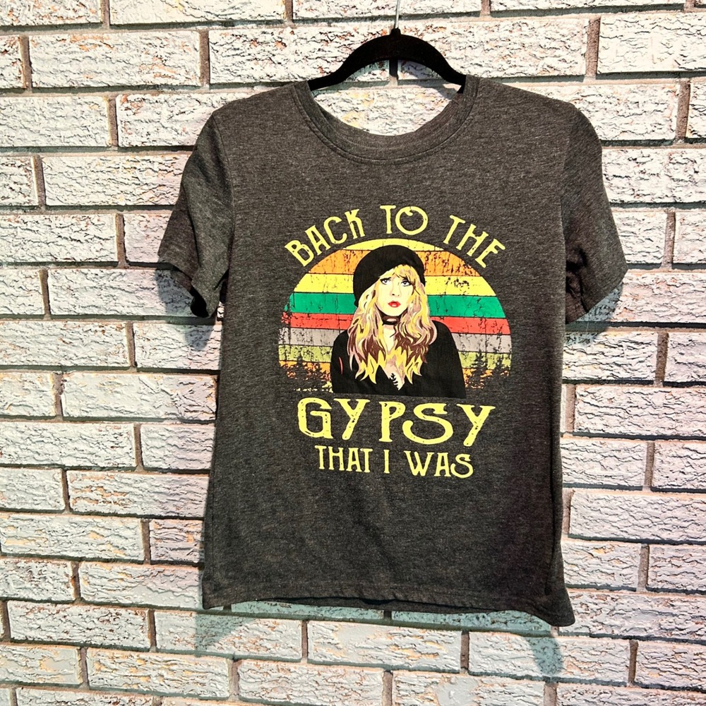 Stevie Nicks Back To The Gypsy That I Was Graphic Tee Charcoal Grey Small
